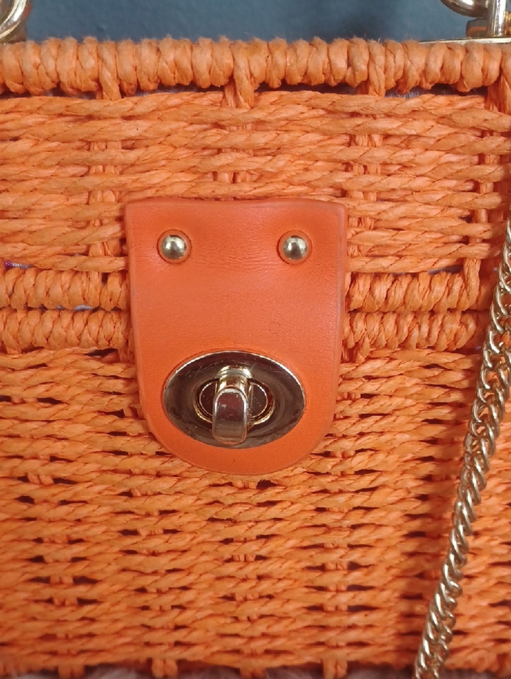 Cute Orange Wicker Box Crossbody - Picture 3 of 16